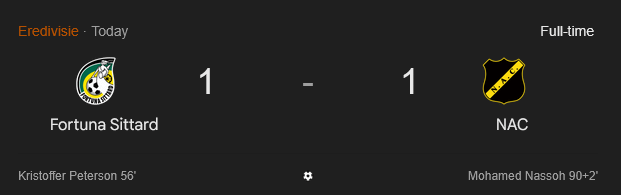 NAC neemt dankzij een goal in blessuretijd toch een punt mee naar Breda