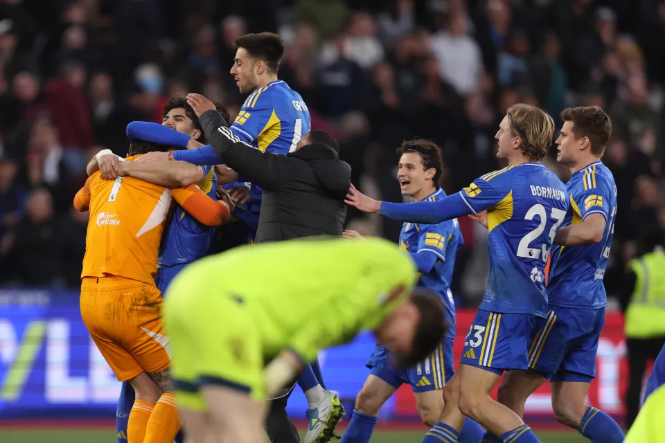 Leeds players celebrate FA Cup triumph over West Ham