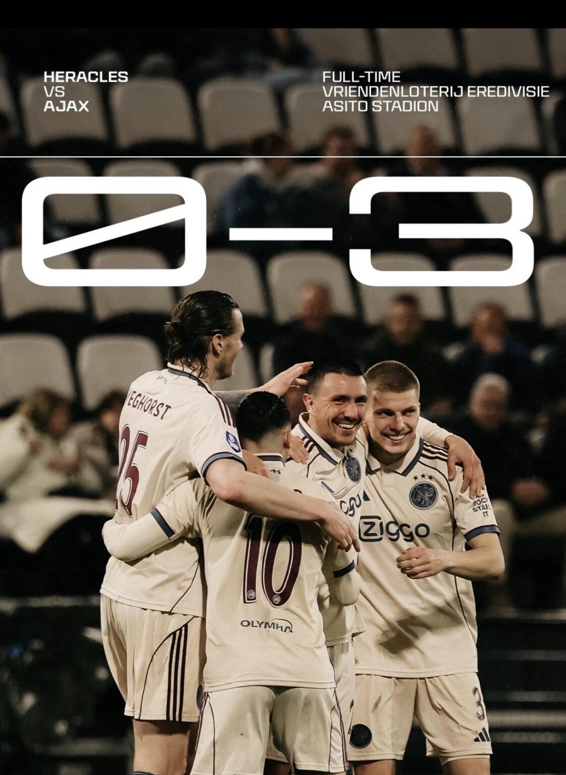 Ajax herstel zichzelf en wint overtuigend van Heracles