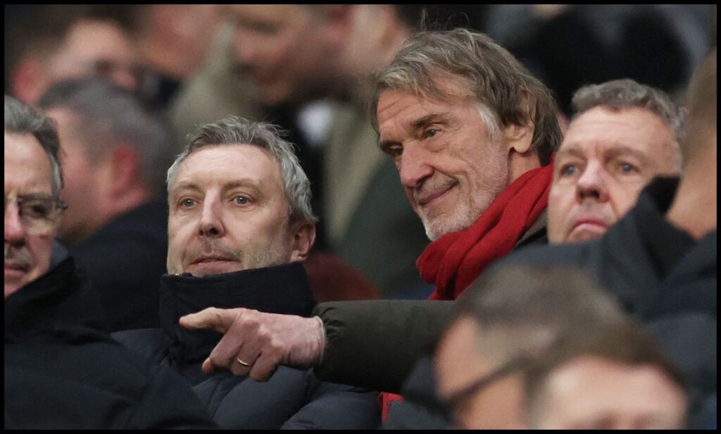 Sir Jim Ratcliffe with Man Utd Technical Director Jason Wilcox in the stands