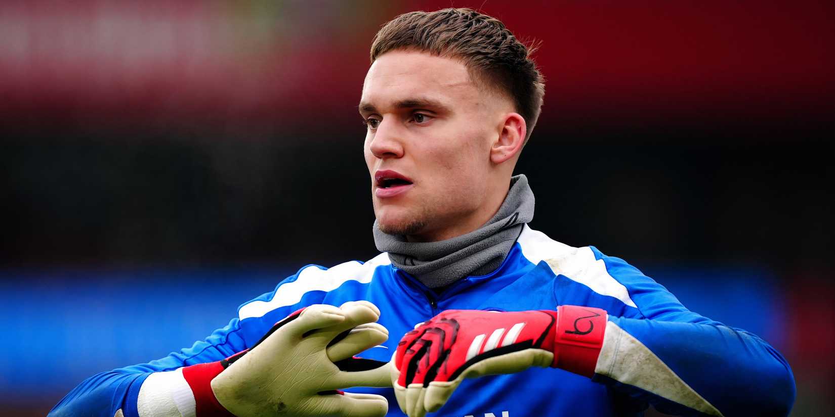 Bart Verbruggen during a pre-match warm-up at Brighton & Hove Albion