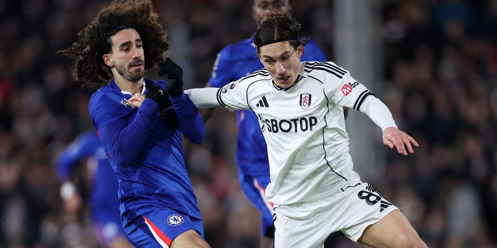 Chelsea's Marc Cucurella fouls Fulham's Harry Wilson and is later sent off