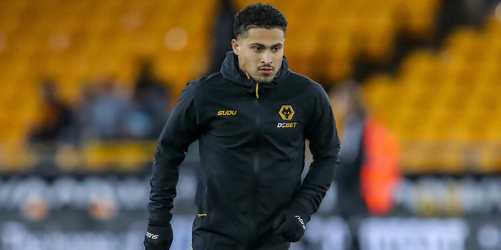 Joao Gomes during a pre-match warm-up with Wolverhampton Wanderers