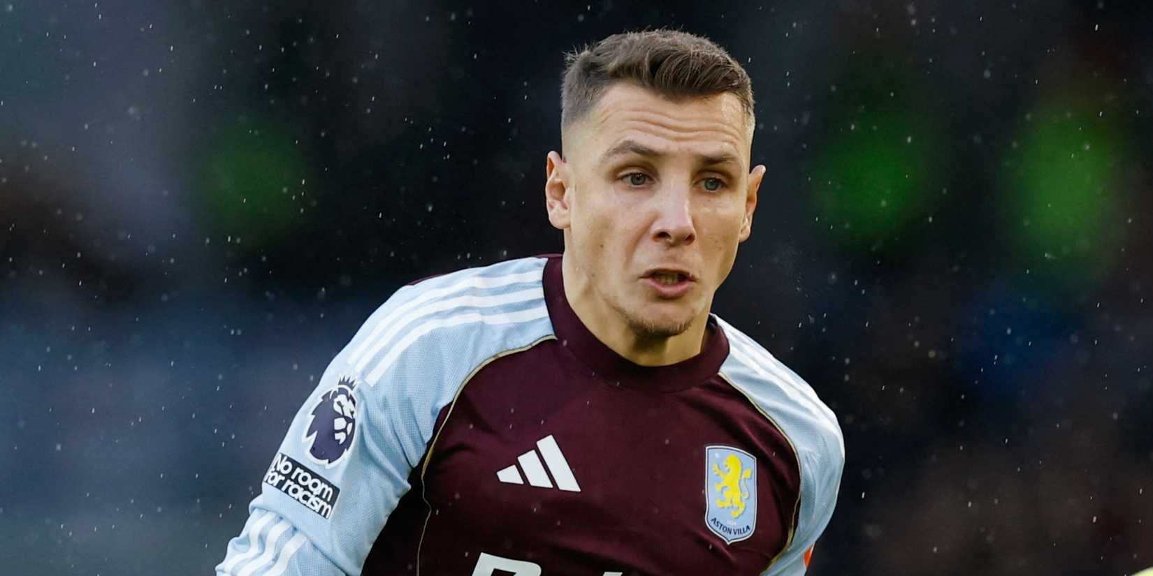 Aston Villa's Lucas Digne in action vs Leeds United