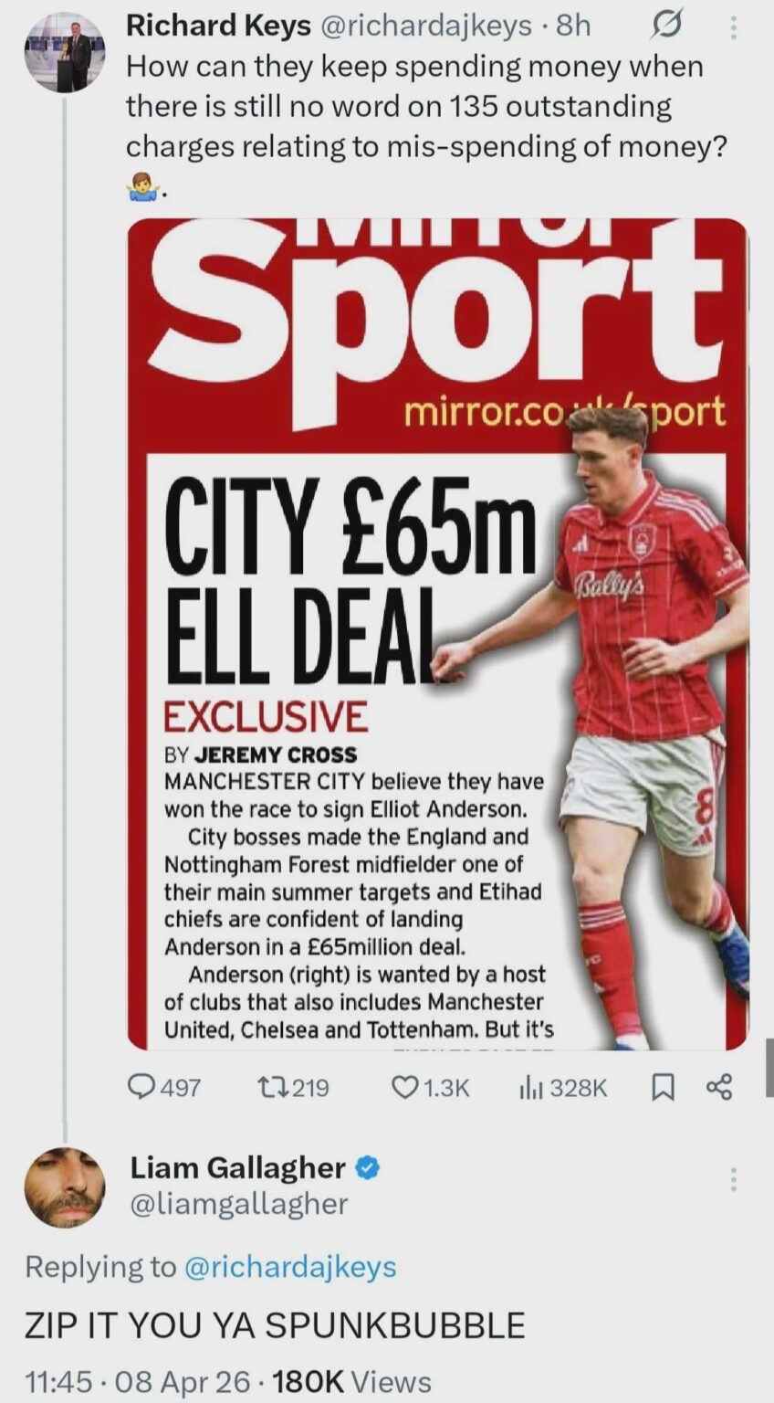 Fuck off Liam you're worse than Pulp, Blur and Suede