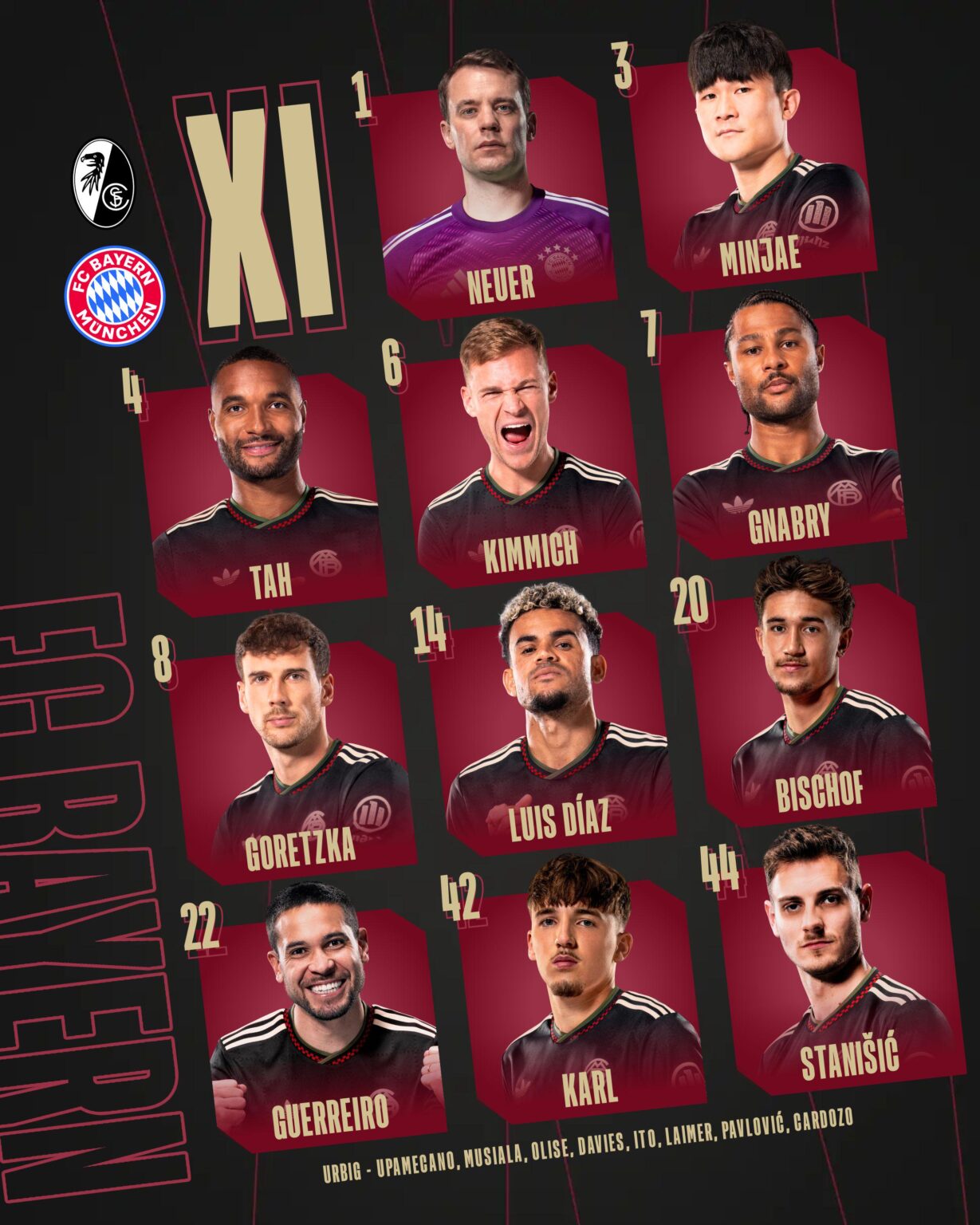 LINEUP: Starting XI for Freiburg!
