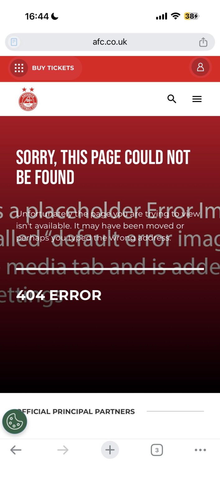 The Aberdeen article where Cormack says he wants us to play “attacking and exciting football” now gives an error 404… can’t make it up