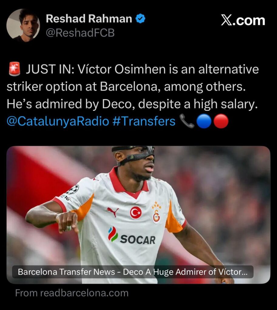 Thoughts on an Osimhen transfer to Barca?