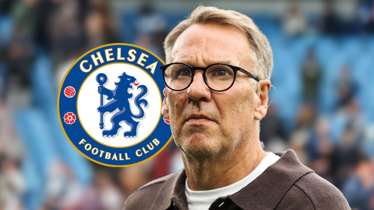 Paul Merson with Chelsea badge