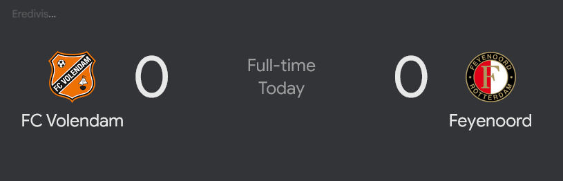 Feyenoord speelt helemaal niks klaar in Volendam: 0-0