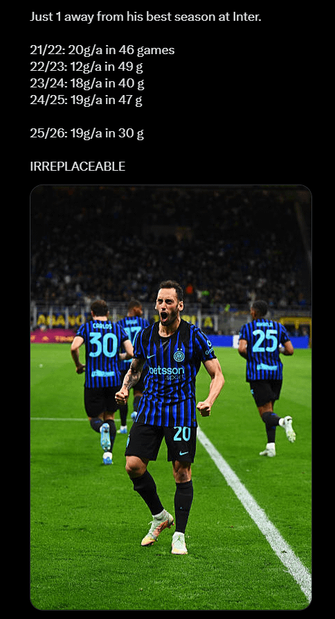 I seriously hope we can still keep him next season, even after we buy back Stankovic..