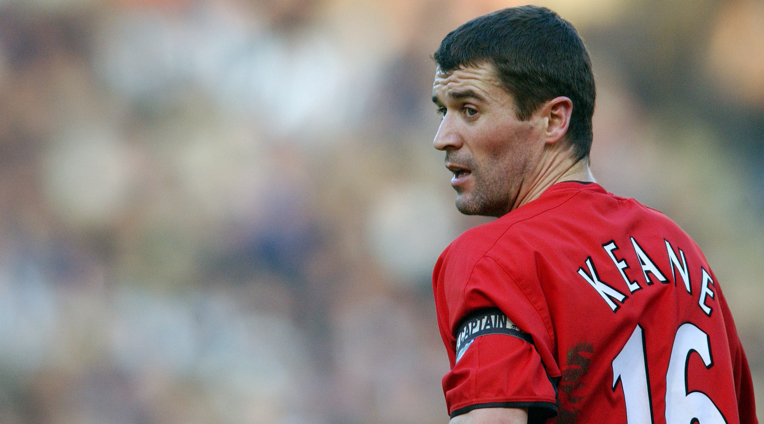 Roy Keane on the pitch during his Manchester United playing days.