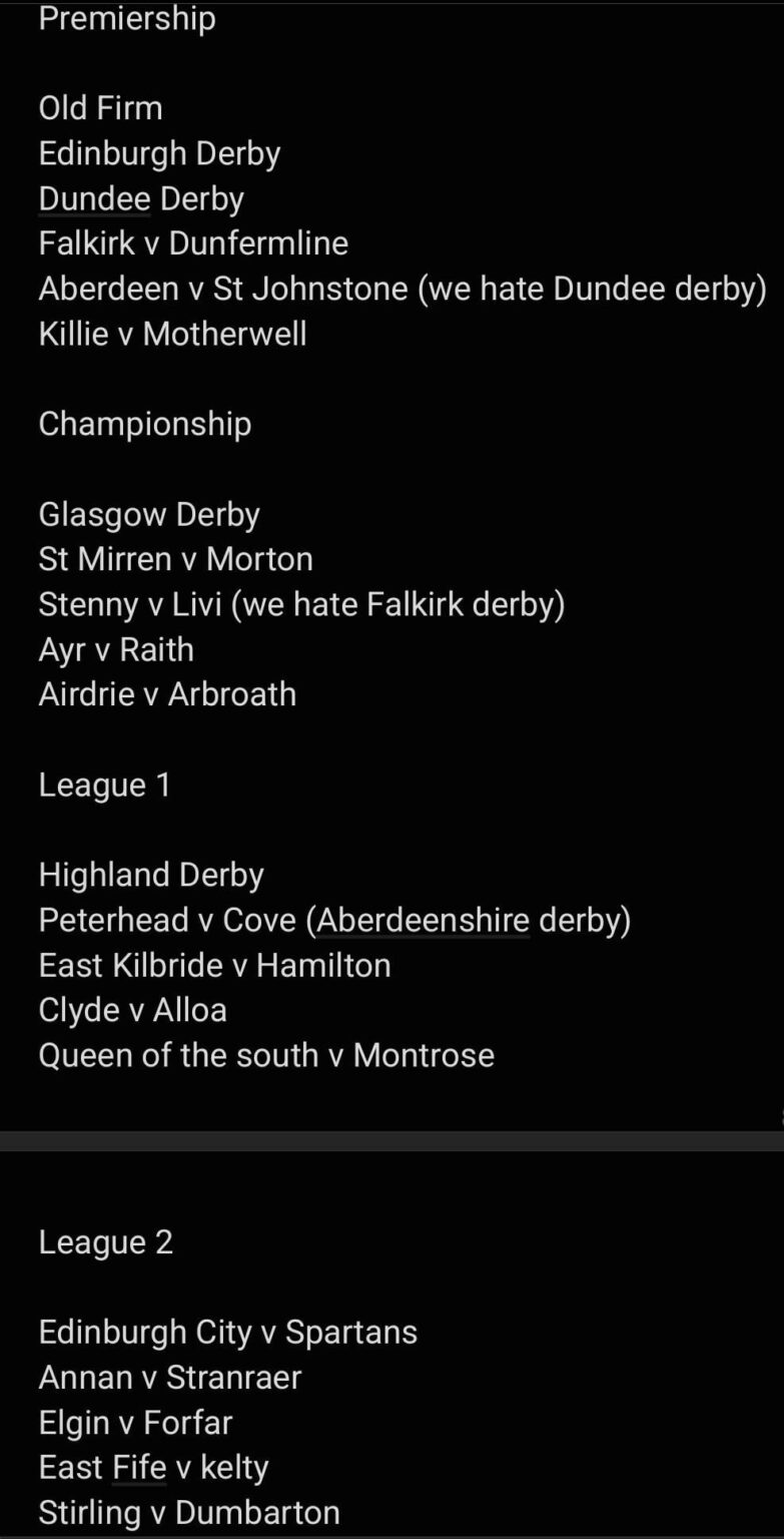 A full weekend of derbies for next season.