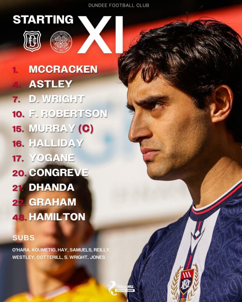 Dundee v Celtic lineups