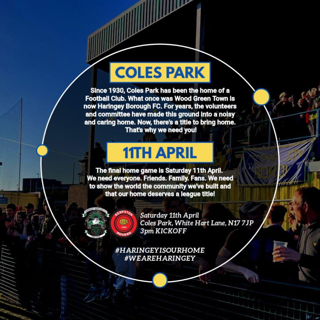 N17/Non League Neighbours (Haringey Borough) fight to save their home and win a title