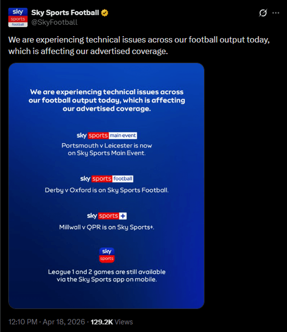 Sky Sports tech issues