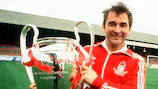  Brian Clough with the European Cup trophy  in 1980