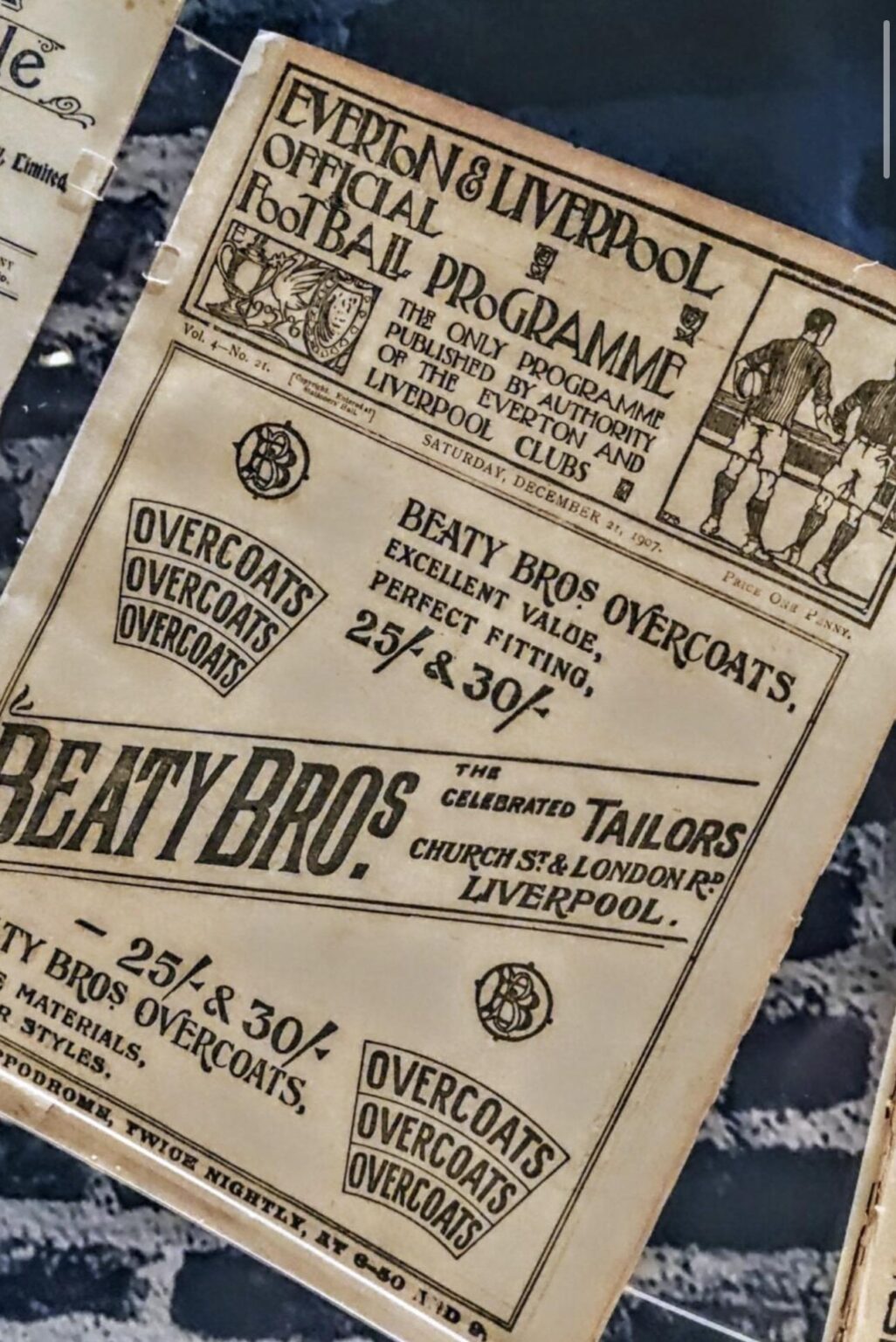 Derby history: 1907 joint Everton and LFC programme