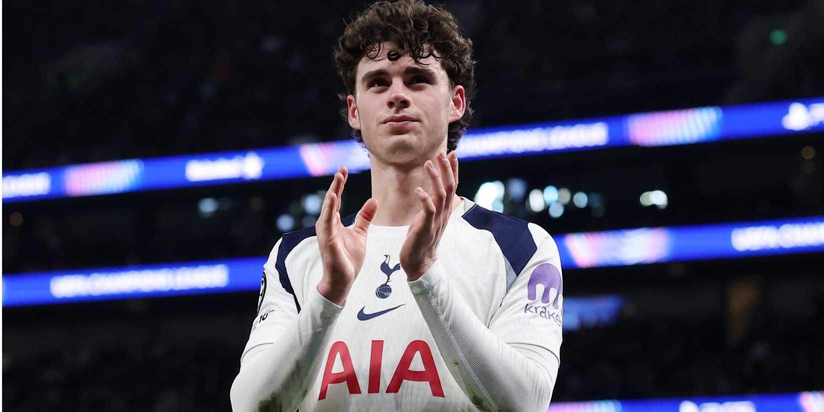 Tottenham Hotspur midfielder Archie Grays claps the fans