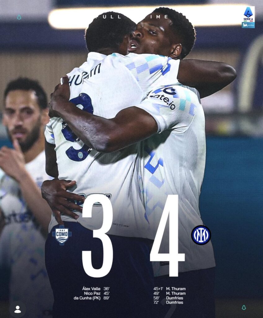 Dramatic turn of events in Como-Inter tie that ends in 3-4