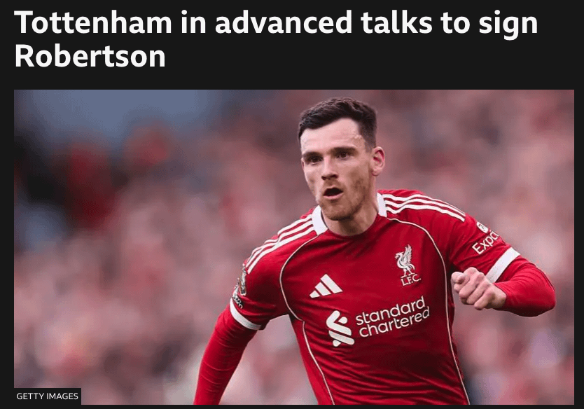 [Sami Mokbel] Tottenham in advanced talks to sign Robertson