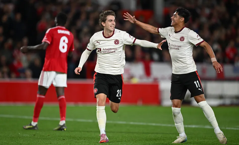 Osorio (right) assisted Valdemar Andreasen's winner for FC Midtjylland away at Forest