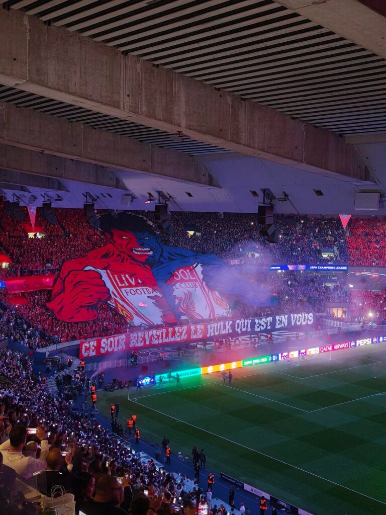 PSG’s tifos for the match against Liverpool.