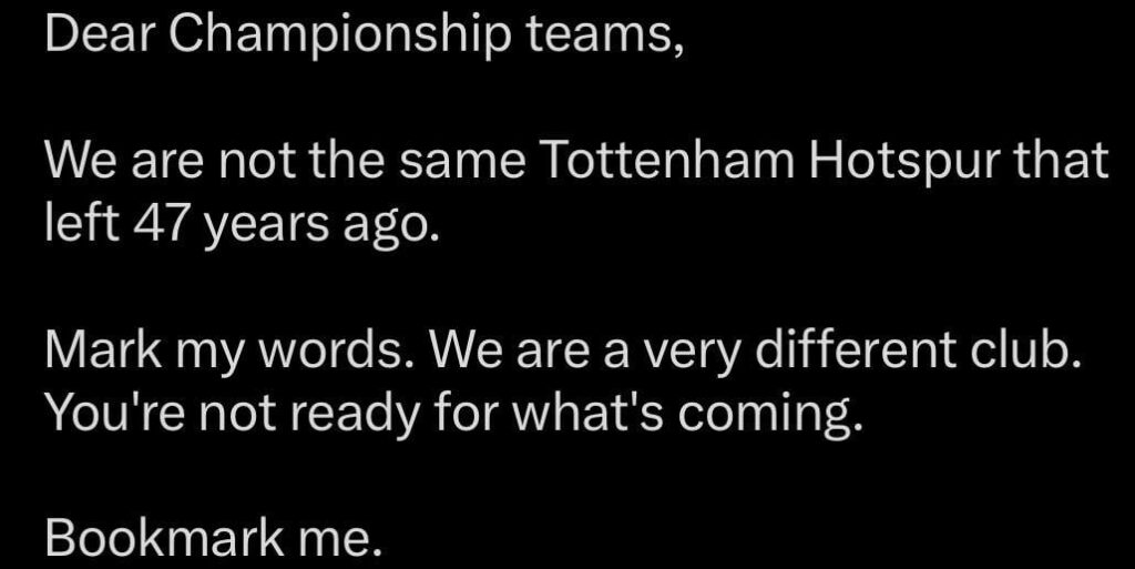 A message from Tottenham fans