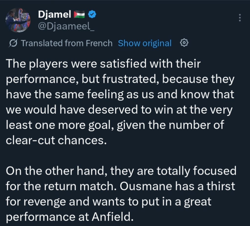 Djamel: "Ousmane has a thirst for revenge and wants to put in a great performance at Anfield"