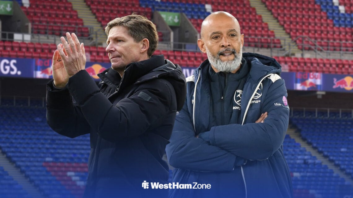Oliver Glasner and Nuno Espirito Santo stood at Selhurst Park.