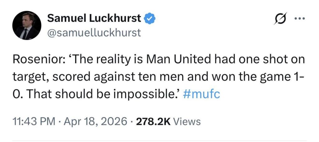Rosenior: ‘The reality is Man United had one shot on target, scored against ten men and won the game 1-0. That should be impossible.’