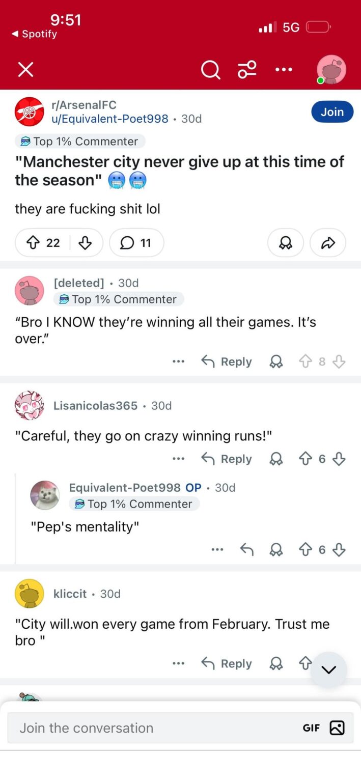 This was arsenal fans making fun of us last month . Lets remind them who runs this shi next week