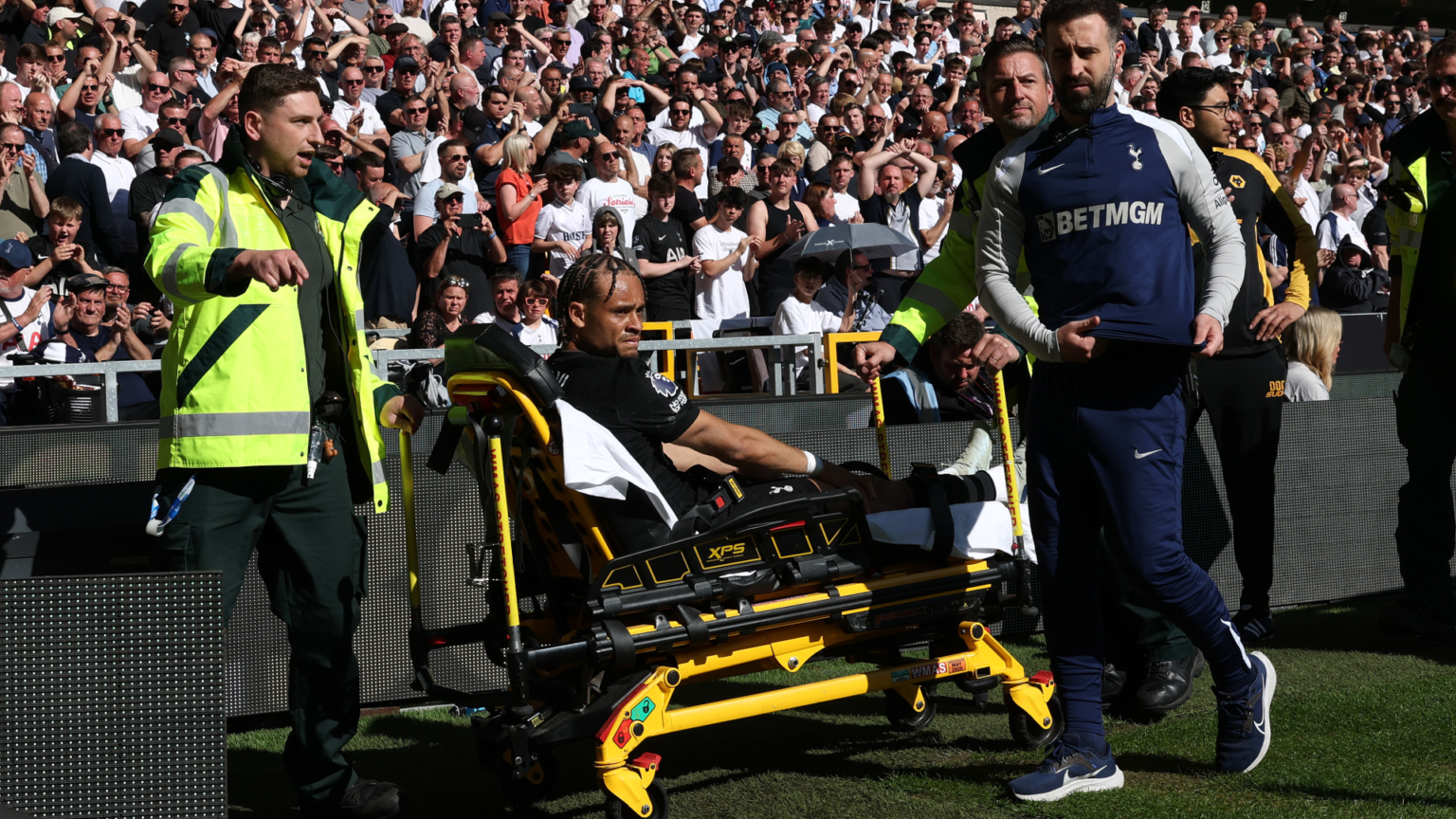 Xavi Simons fires X-rated tirade at Wolves fan while being stretchered off