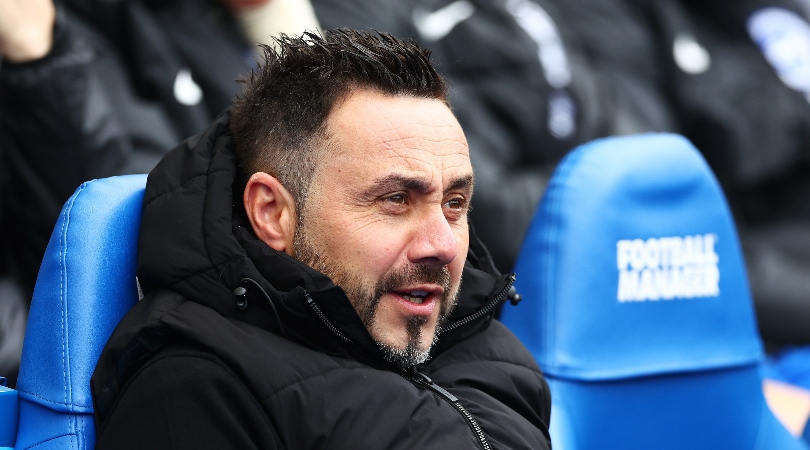 Roberto De Zerbi looks on ahead of Brighton's Premier League game against Aston Villa in May 2024.