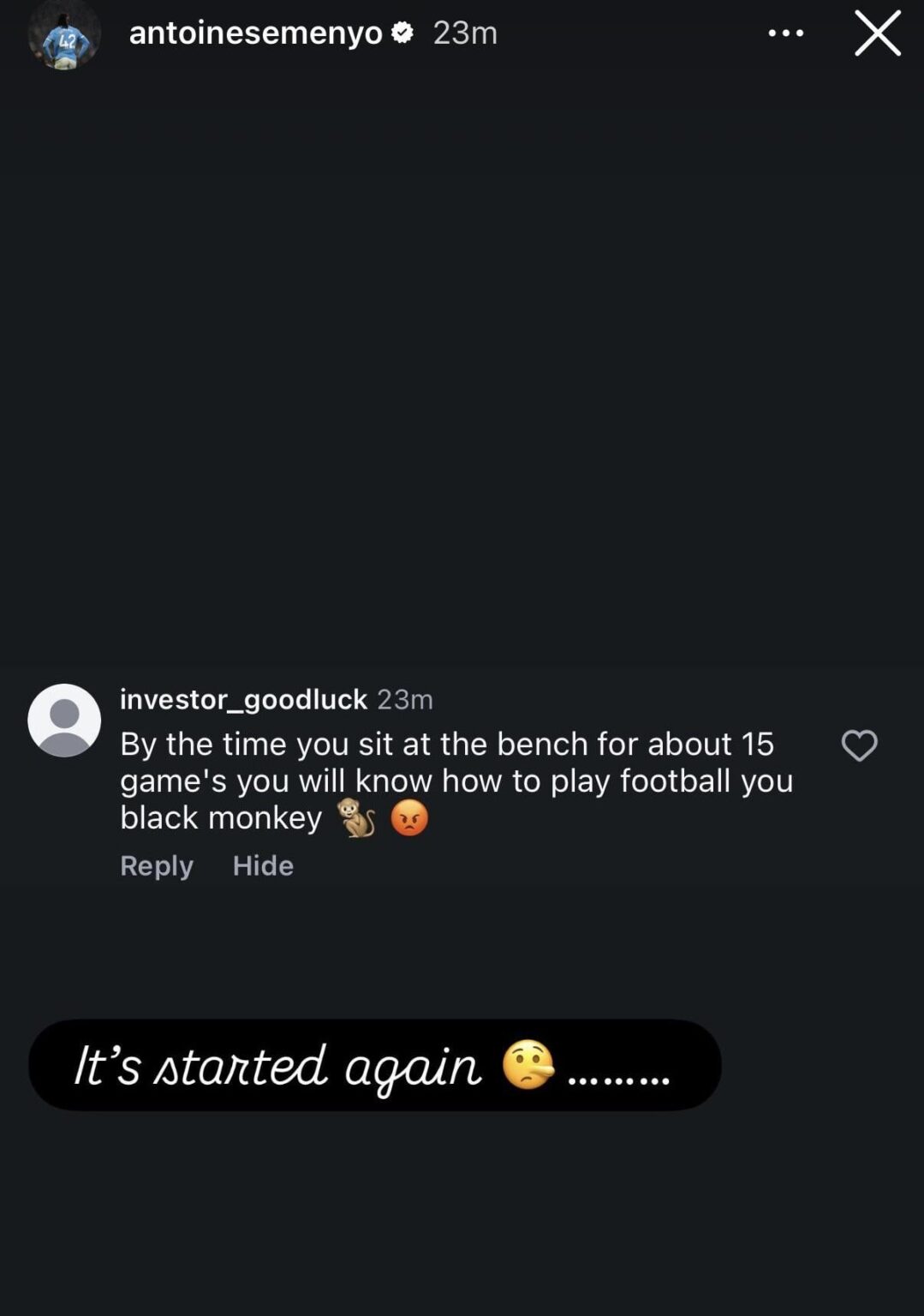 Racism targeted towards Semenyo.