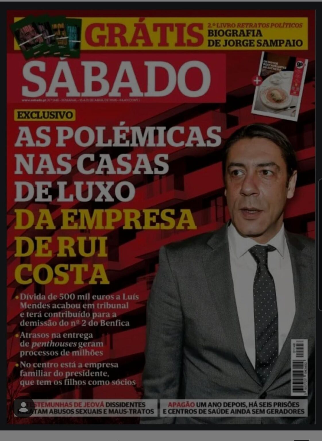 Capa da Sábado. Polémicas Rui Costa