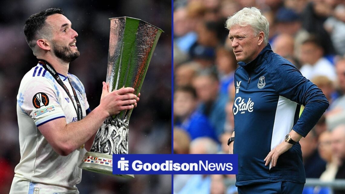 A 50-50 split image of John McGinn and David Moyes.
