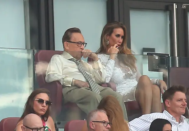 West Ham United chairman David Sullivan (left) and partner Ampika Pickston 