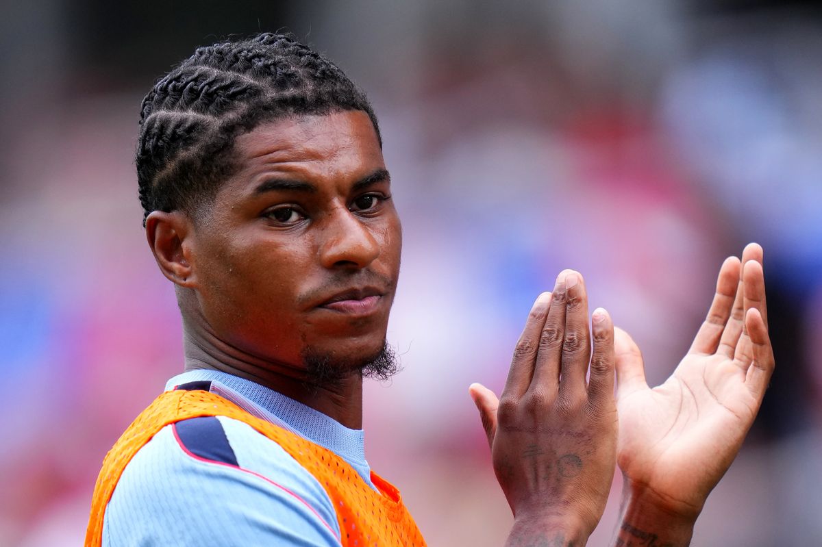 Marcus Rashford #11 of England applauds the fans as he warms up prior to the International Friendly match between England and Costa Rica at Inter&Co Stadium