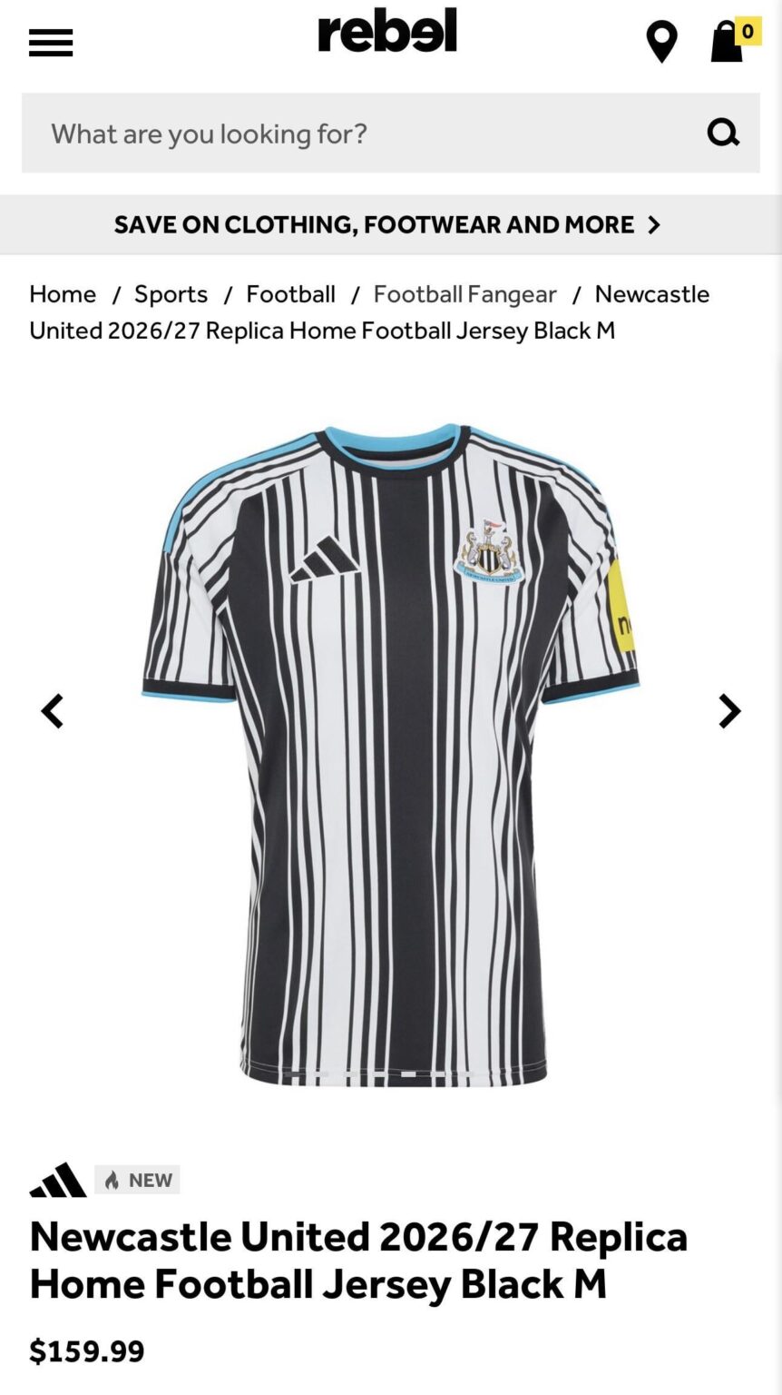Rebel Australia have the new home shirt in stock in stores