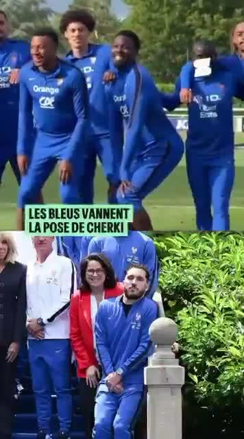 William Saliba and the French team mocking Cherki’s pose in the France team photo