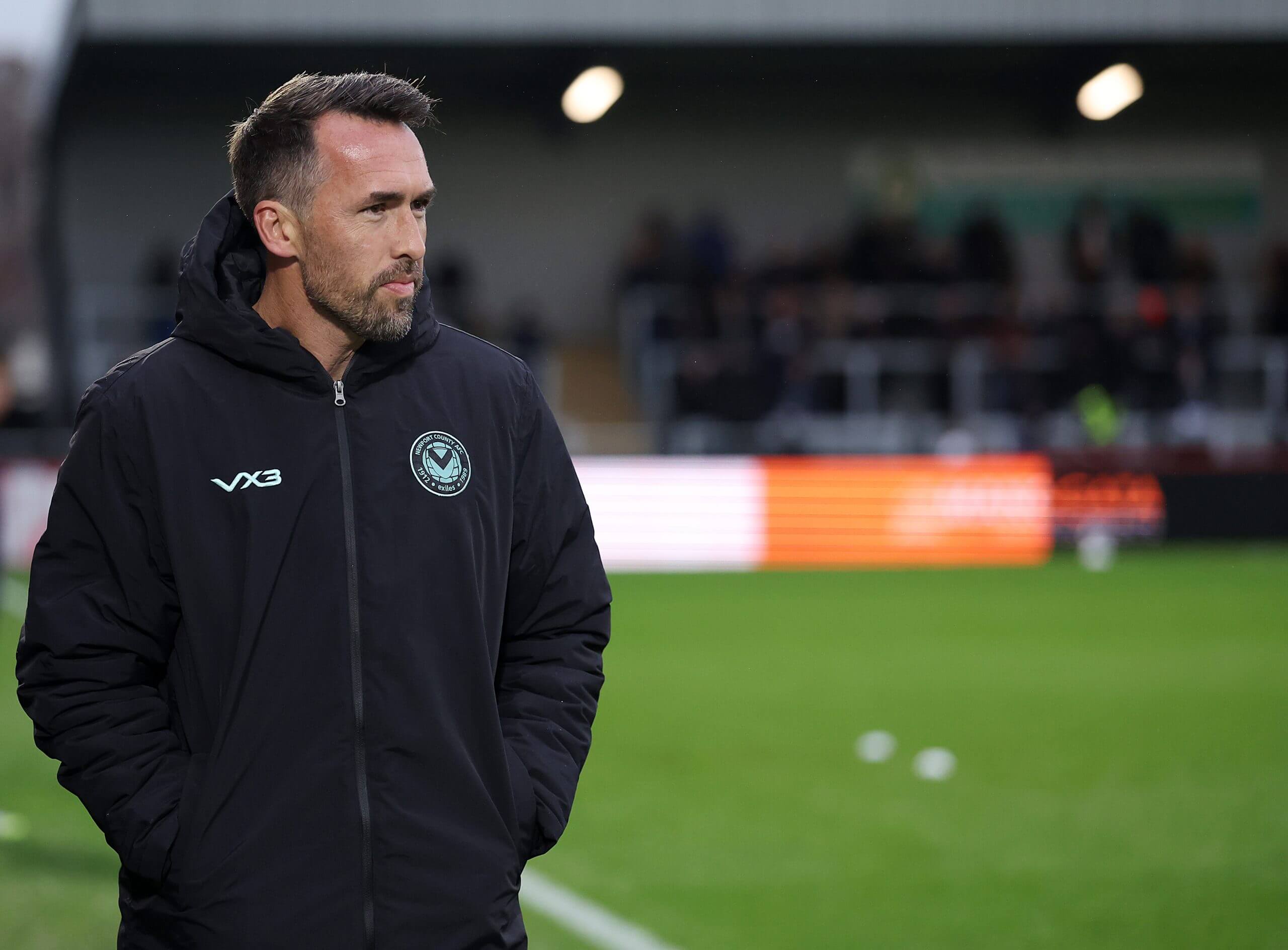 Christian Fuchs on the touchline at Newport County