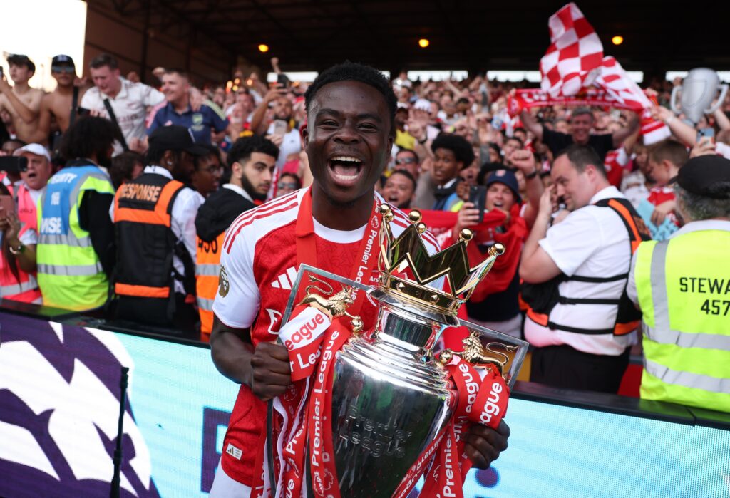 Saka claims England’s Arsenal stars have a new ‘freedom’ ahead of World Cup Bukayo Saka with the Premier League trophy