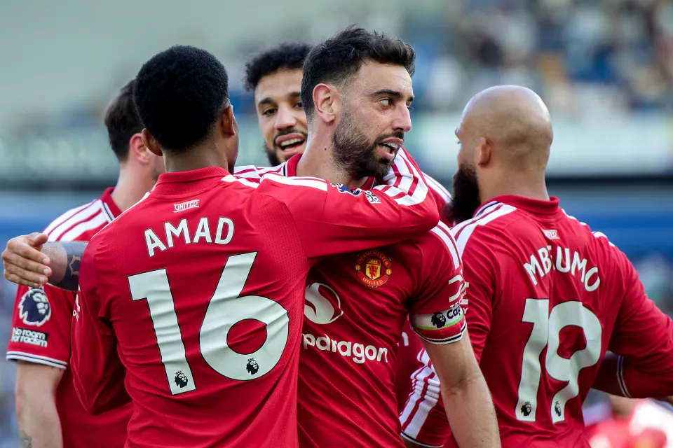 Bruno Fernandes celebrates goal against Brighton
