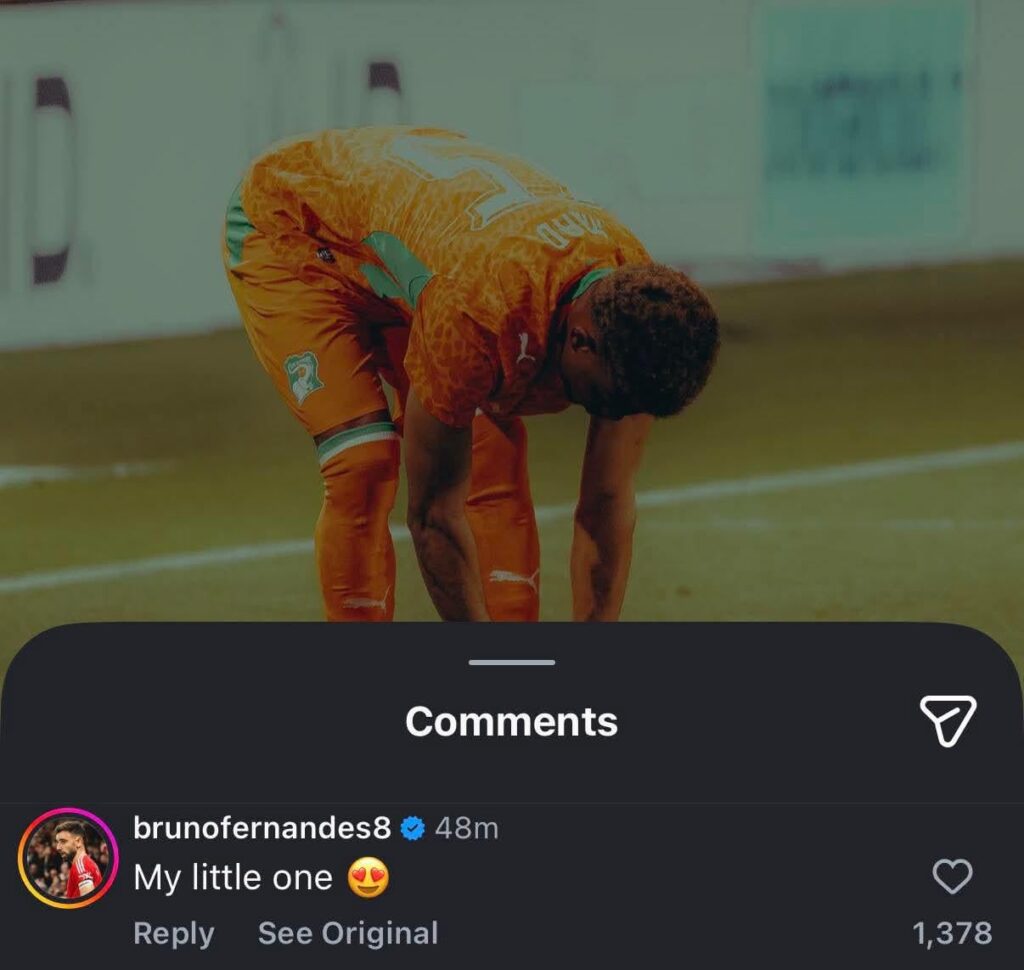 Bruno Fernandes replies to Amad on Instagram