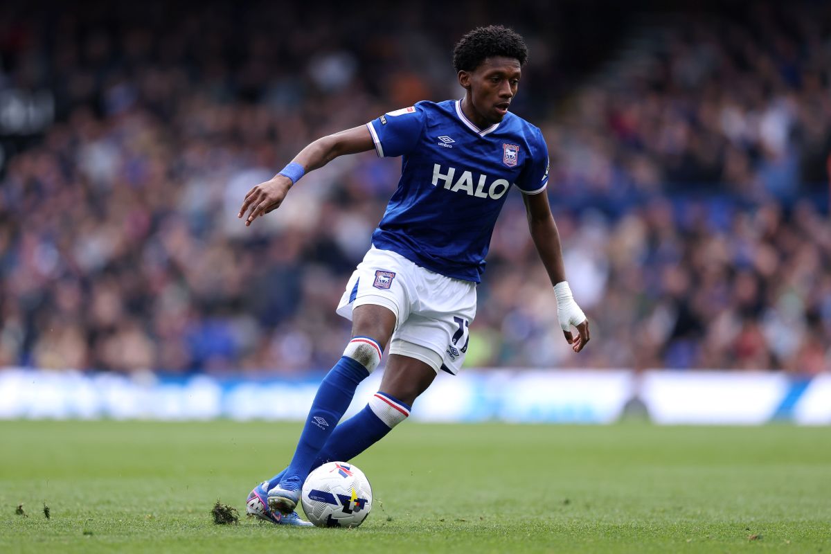 IPSWICH, ENGLAND - APRIL 19: Jaden Philogene-Bidace of Ipswich Town during the Sky Bet Championship match between Ipswich Town and Middlesbrough at Portman Road on April 19, 2026 in Ipswich, England. (Photo by Justin Setterfield/Getty Images)
