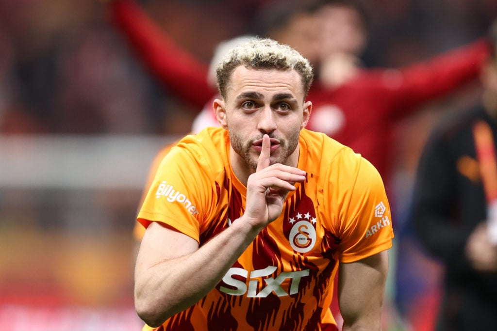 Baris Yilmaz celebrates during the Turkish Super League match between Galatasaray and Antalyaspor
