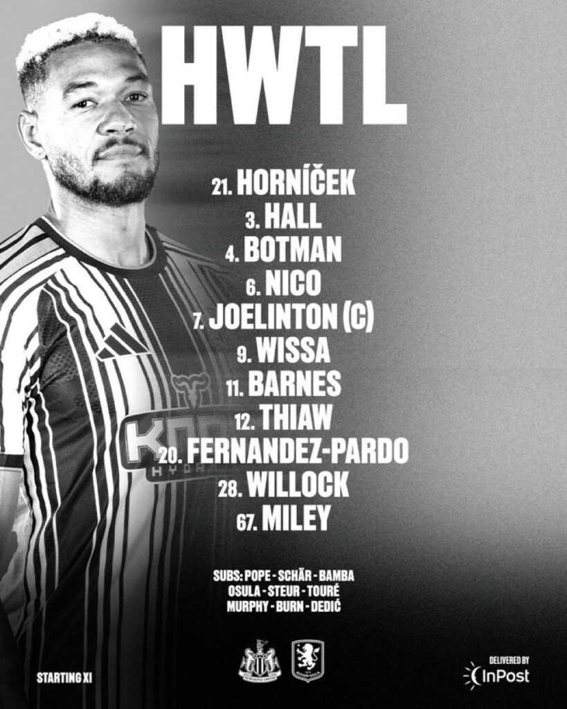 Lineup v Villa (H)